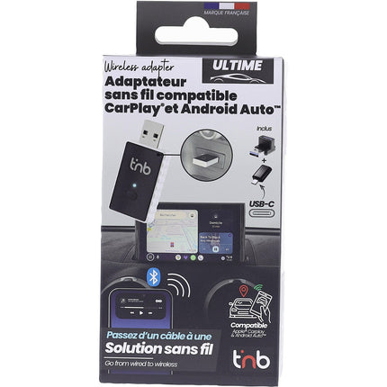 Adaptateur antenne autoradio TNB sans fil CarPlay & Android auto Noir