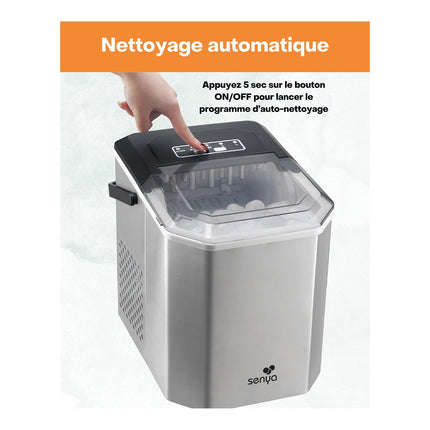 Machine à glaçons SENYA 1,3L - 12kg par jour - Ecran Led