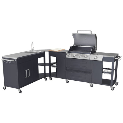Barbecue gaz HAPPY GARDEN Cuisine d'angle d'extérieur TEXAS - 4+1