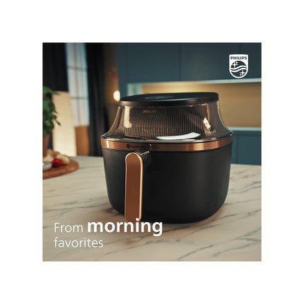 Airfryer PHILIPS NA352/00 Friteuse sans huile double panier Noir/Doré, Série 3000 9L (3+6L)