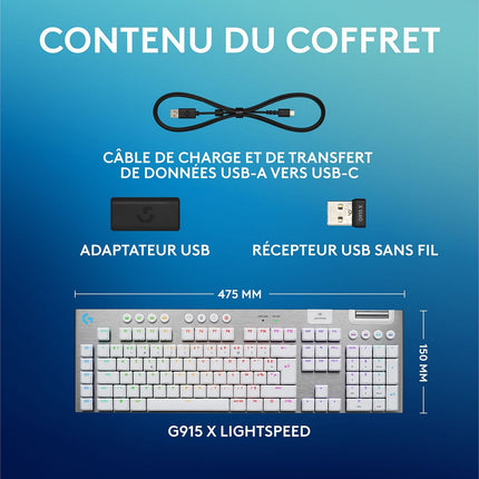 Clavier gamer sans fil LOGITECH G915 X Lightspeed Tactile