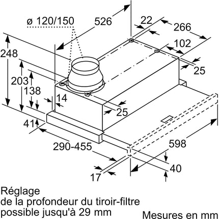 Hotte tiroir BOSCH DFM064A53