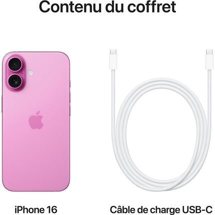 Smartphone APPLE iPhone 16 Rose 128Go Reconditionné
