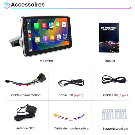 Autoradio connecté JUNSUN 1 DIN 10.1"mit Carplay GPS WIFI BT 4+64G