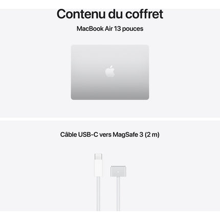 Ordinateur Apple MACBOOK Air 13" Puce M5 CPU 10 / GPU 8 coeurs Mémoire RAM 16Go Stockage 512Go SSD