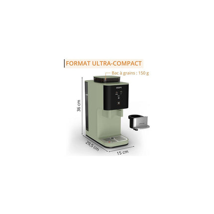 Expresso Broyeur KRUPS Coffee Crush, Machine à café à grains, ultra compacte SA401LE0
