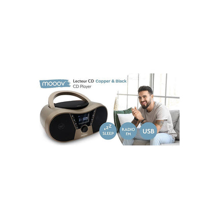 Radio CD MOOOV Lecteur CD Copper & Black avec radio FM,
