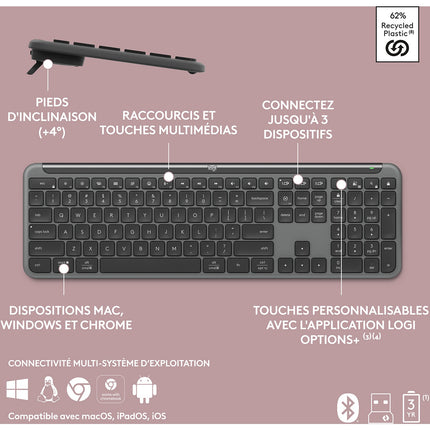 Clavier + Souris LOGITECH MK950 Signature Slim Bluetooth