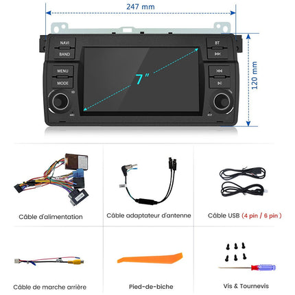 Autoradio connecté JUNSUN pour BMW E46 3er 1998-2006 7"Carplay FM