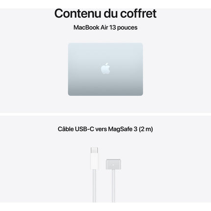 Ordinateur Apple MACBOOK Air 13" Puce M5 CPU 10 / GPU 8 coeurs Mémoire RAM 16Go Stockage 512Go SSD
