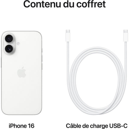 Smartphone APPLE iPhone 16 Blanc 128Go Reconditionné