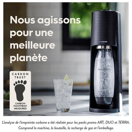Machine à soda SODASTREAM Terra Noire pack 2 bouteilles + 1 recharge