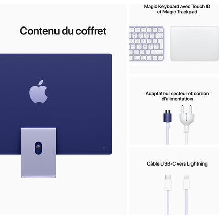 Ordinateur Apple IMAC 24 M1 16G 256G CPU 8 GPU 8 Violet Reconditionné