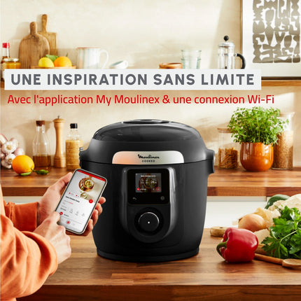 Cookeo MOULINEX YY5449FB noir connecté 6 L, 9 modes de cuisson + extra crisp, 150 recettes