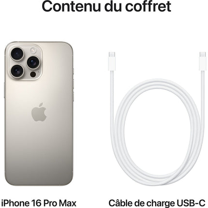 Smartphone APPLE iPhone 16 Pro Max Titane Naturel 256Go Excellent État - Reconditionné