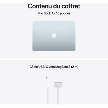 Ordinateur Apple MACBOOK Air 15" Puce M5 CPU 10 / GPU 10 coeurs Mémoire RAM 16Go Stockage 1To SSD