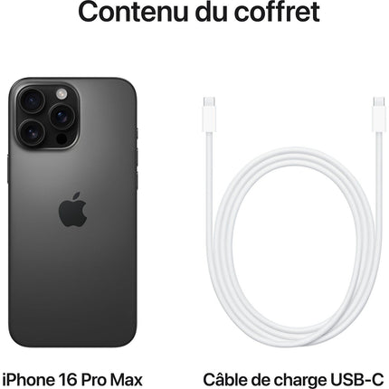 Smartphone APPLE iPhone 16 Pro Max Titane Noir 256Go Reconditionné