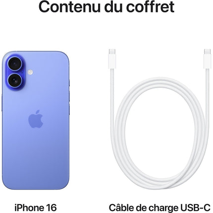 Smartphone APPLE iPhone 16 Outremer 256Go Reconditionné