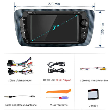 Autoradio connecté JUNSUN pour Seat lbiza Baujahr 2009-13 Carplay