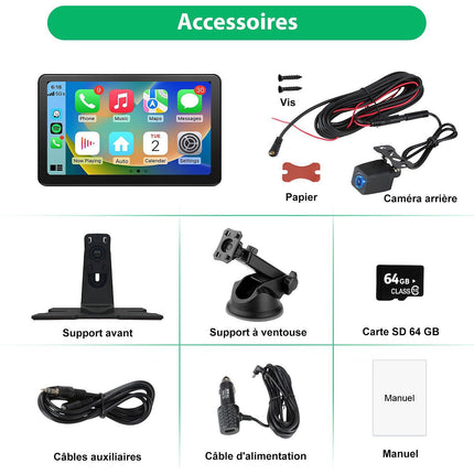 Autoradio connecté JUNSUN 9" 64GB 4K caméra de recul CarPlay