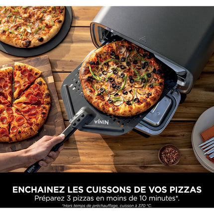 Four à pizza électrique NINJA MO201EU inox noir pizza 30 cm, fonction air fryer, thermostat digital pour usage en extérieur