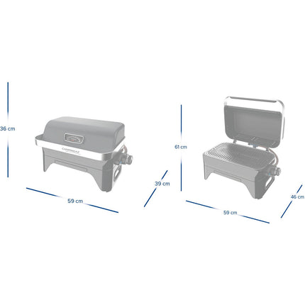 Barbecue gaz CAMPINGAZ ATTITUDE 2GO inox à poser, 48x26 cm