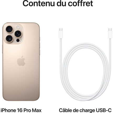 Smartphone APPLE iPhone 16 Pro Max Titane Blanc 256Go Excellent État - Reconditionné