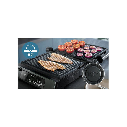 Grille-viande PHILIPS 7000 Series HD6307/70 noir sonde de cuisson, plaques amovibles, à poser, 29x26 cm