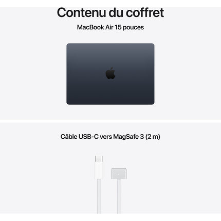 Ordinateur Apple MACBOOK Air 15" Puce M5 CPU 10 / GPU 10 coeurs Mémoire RAM 16Go Stockage 1To SSD