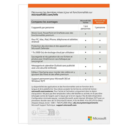 Logiciel de bureautique MICROSOFT M365 Personnel avec IA Copilot