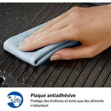 Plancha électrique PHILIPS HD6212/90 couvercle verre à poser, 50x25 cm