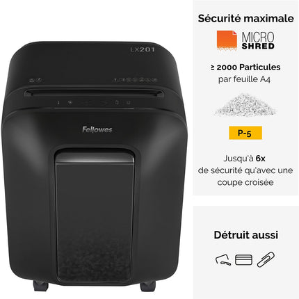 Destructeur FELLOWES MICROSHRED LX201 NOIR