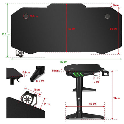 Bureau gamer SPIRIT OF GAMER HEADQUARTER 400 - RGB - Grande tail
