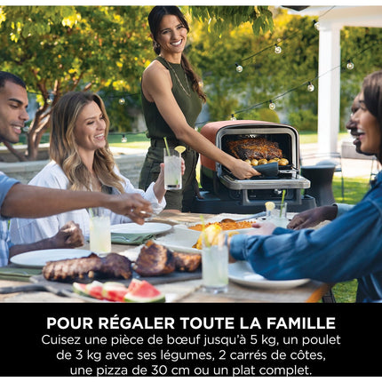 Four à pizza électrique NINJA Woodfire OO101EU orange inox, 1 pizza 30 cm, préchauffage 15 min, jusqu'à 370°C