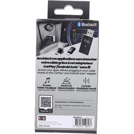 Adaptateur antenne autoradio TNB sans fil CarPlay & Android auto Noir