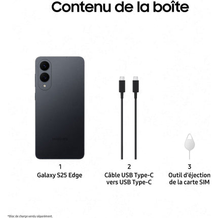 Smartphone SAMSUNG Galaxy S25 Edge Noir 256Go Très Bon État - Reconditionné