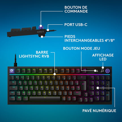 Clavier gamer LOGITECH G316 X 98 Noir