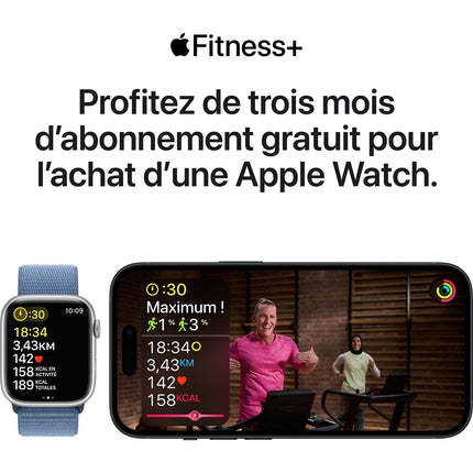 Montre connectée APPLE WATCH Serie 9 Cellular 45mm Acier/Argent Bleu Orage S/M