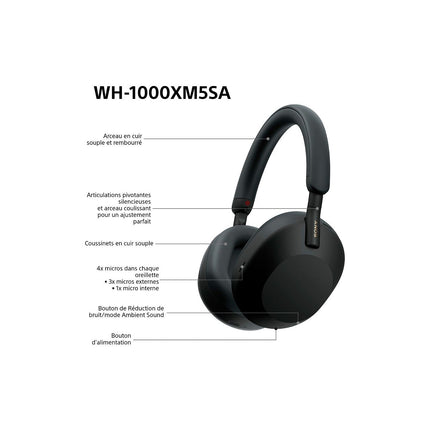 Casque SONY WH-1000XM5SA Noir Etui souple