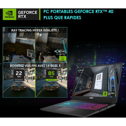 PC Gamer MSI Cyborg 15,6" FHD 144Hz Intel Core i5 13420H Nvidia GeForce RTX 4050 16 Go RAM DDR5 SSD 512 Go