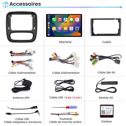 Autoradio connecté JUNSUN pour Renault Trafic 3 14-21 128G Carplay