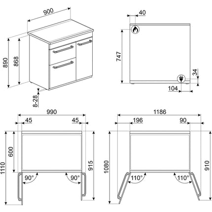Piano de cuisson gaz SMEG CX93GMBL