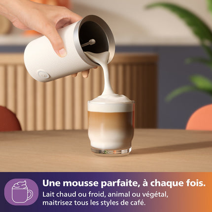 Machine à expresso PHILIPS Baristina BAR303/00 cafetière à grain Blanche + mousseur à Lait