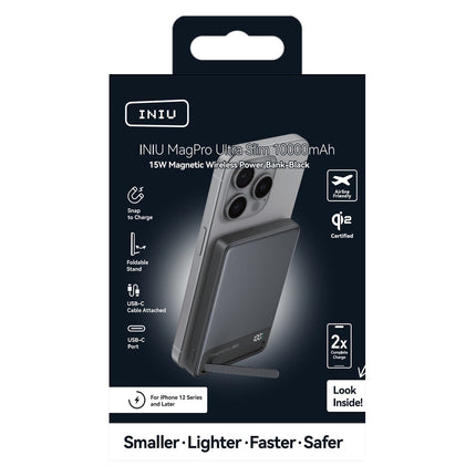 Batterie externe INIU 10000 mAh MagPro slim noir