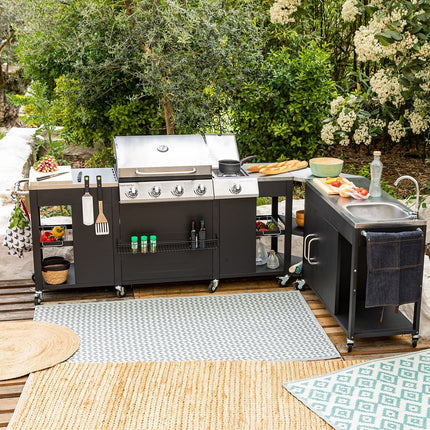 Barbecue gaz HAPPY GARDEN Cuisine d'angle d'extérieur TEXAS - 4+1