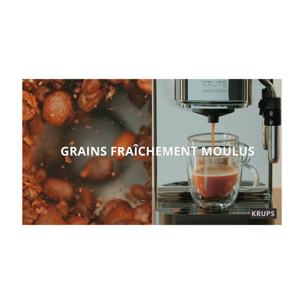 Expresso Broyeur KRUPS Coffee Crush, Machine à café à grains, ultra compacte SA401LE0