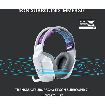 Casque gamer LOGITECH G733 Lightspeed White