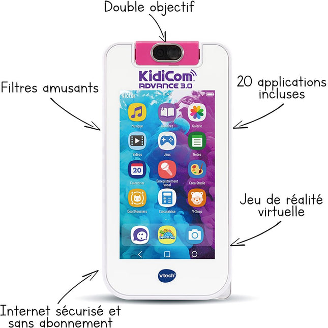 lecteur-mp4-vtech-kidicom-advance-3-0-blanc-et-rose