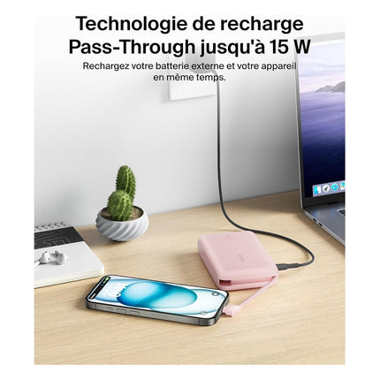 batterie-externe-belkin-10000-mah-avec-cable-usb-c-integre-pink
