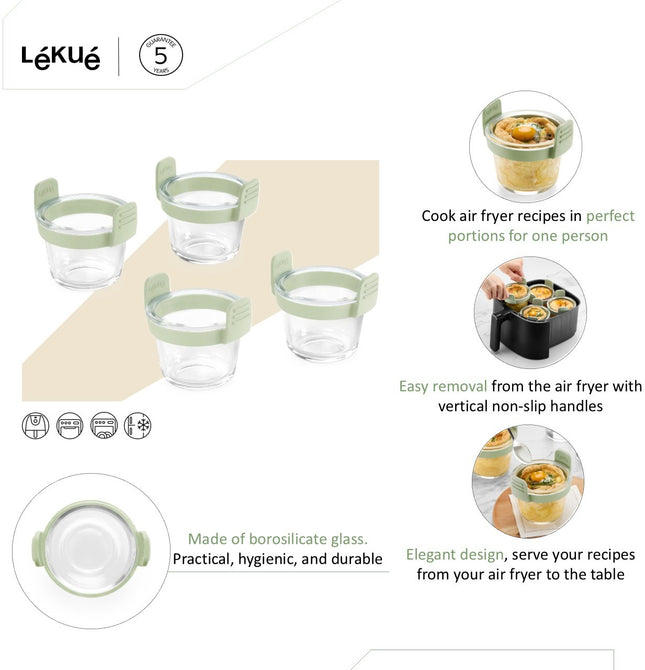 lot-lekue-x4-mini-plat-en-verre-rond-pour-airfryer